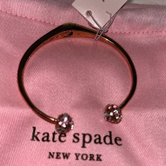 Kate Spade Lady Marmalade Rose Gold CZ Hinged Cuff Bracelet W/ Pouch - Picture 4 of 5